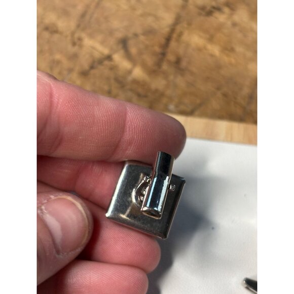 Vintage Blue Moonglow glass Enamel & Silver-Tone Square Cufflinks For Men - Picture 6 of 9